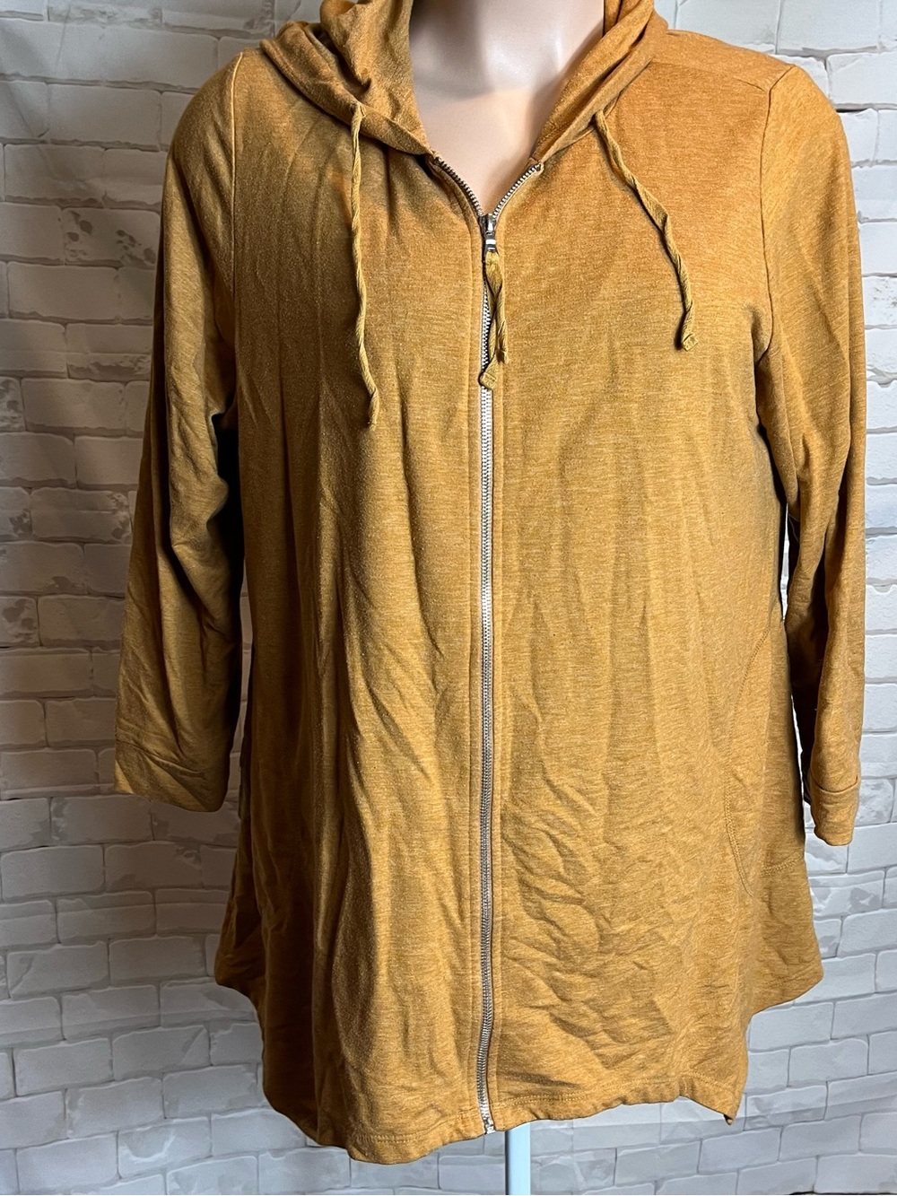 Logo Lounge By Lori Goldstein Pleated Zip Up Hooded Jacket Size 2X Plus